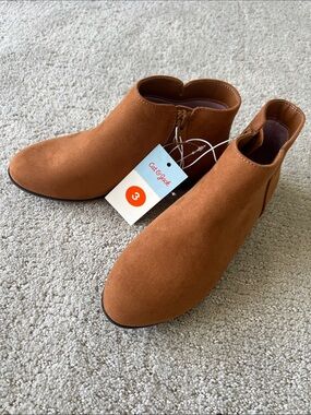 Cat & Jack Cognac Suede-Look Ankle Booties